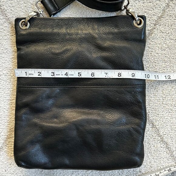 Margot Black Luxe Leather Double Zipper Adjustable Removable Strap Crossbody - Picture 5 of 7